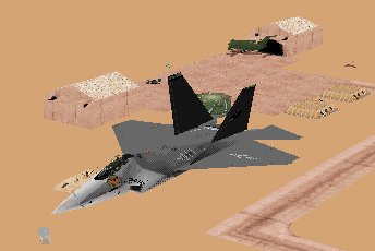 A F-22A over the Airbase (13KB)
