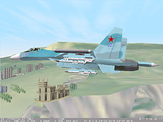 Su-27 over castle Click for a bigger image