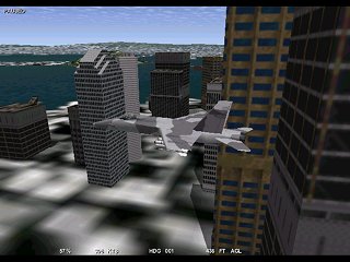 F/A-18C  in a valley between tall buildings  Click to Full Size