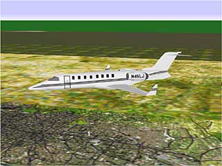 Learjet 45 over Madrid FL140 from MSFS98 with Madrid Scenery
